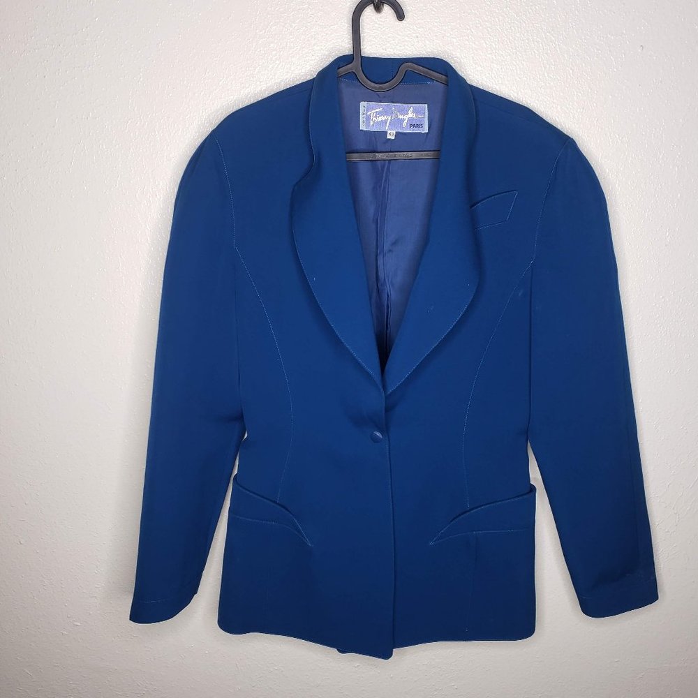 Vintage Thierry Mugler Teal Wool Blazer